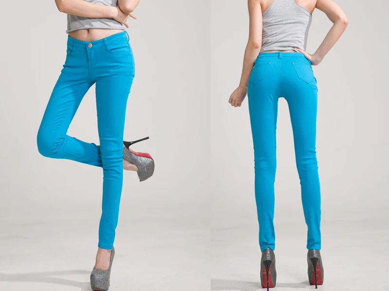 Яркие цвета женские джинсы карандаш брюки размера плюс стрейч джинсы леггинсы женские брюки 25-31 обтягивающие джинсы