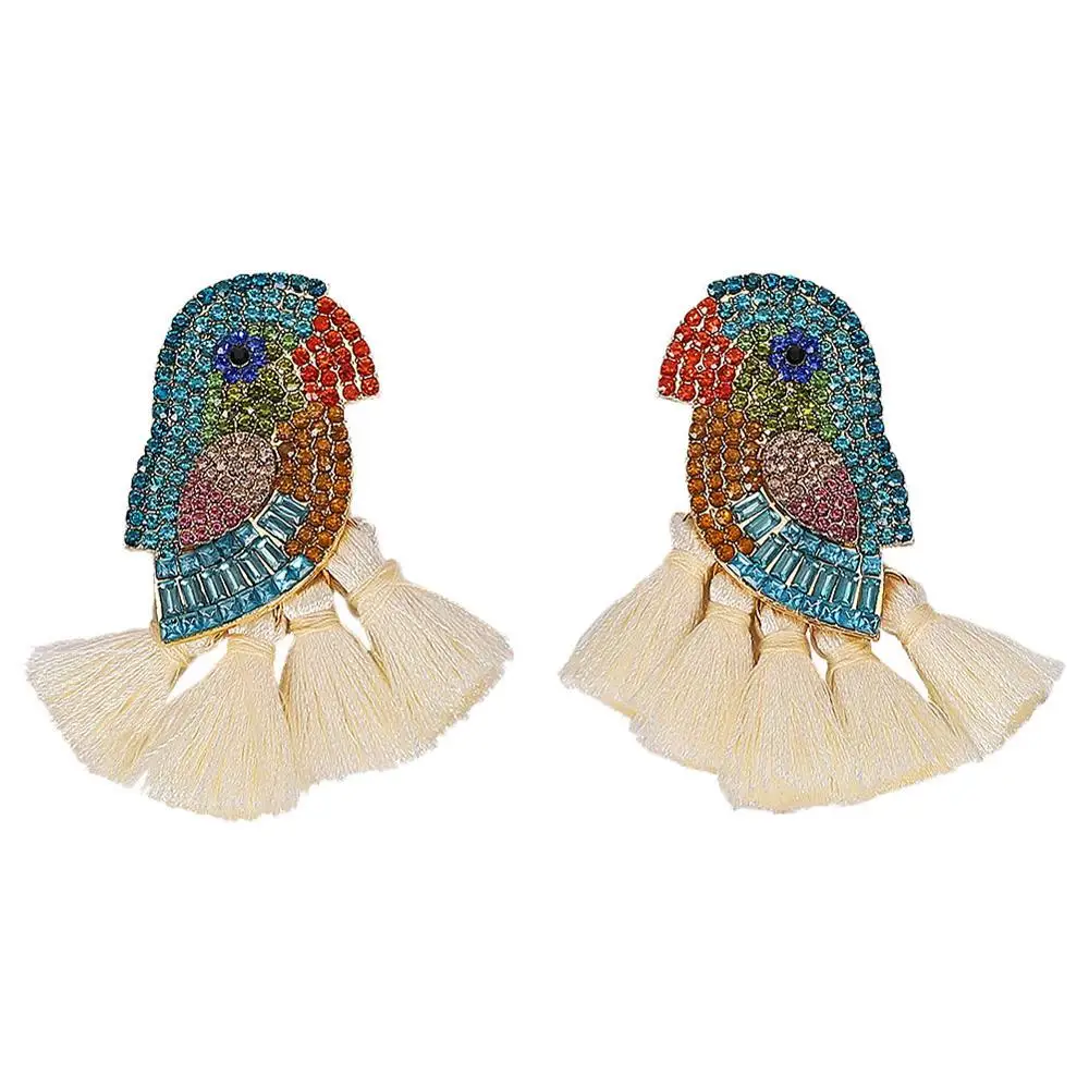 Girlgo, Винтажные серьги с бусинами и листьями для женщин, яркие серьги с кисточками и кристаллами, модные ювелирные изделия - Окраска металла: white
