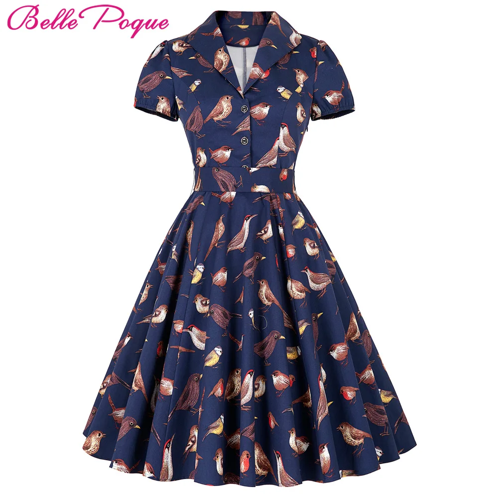 bird print summer dresses