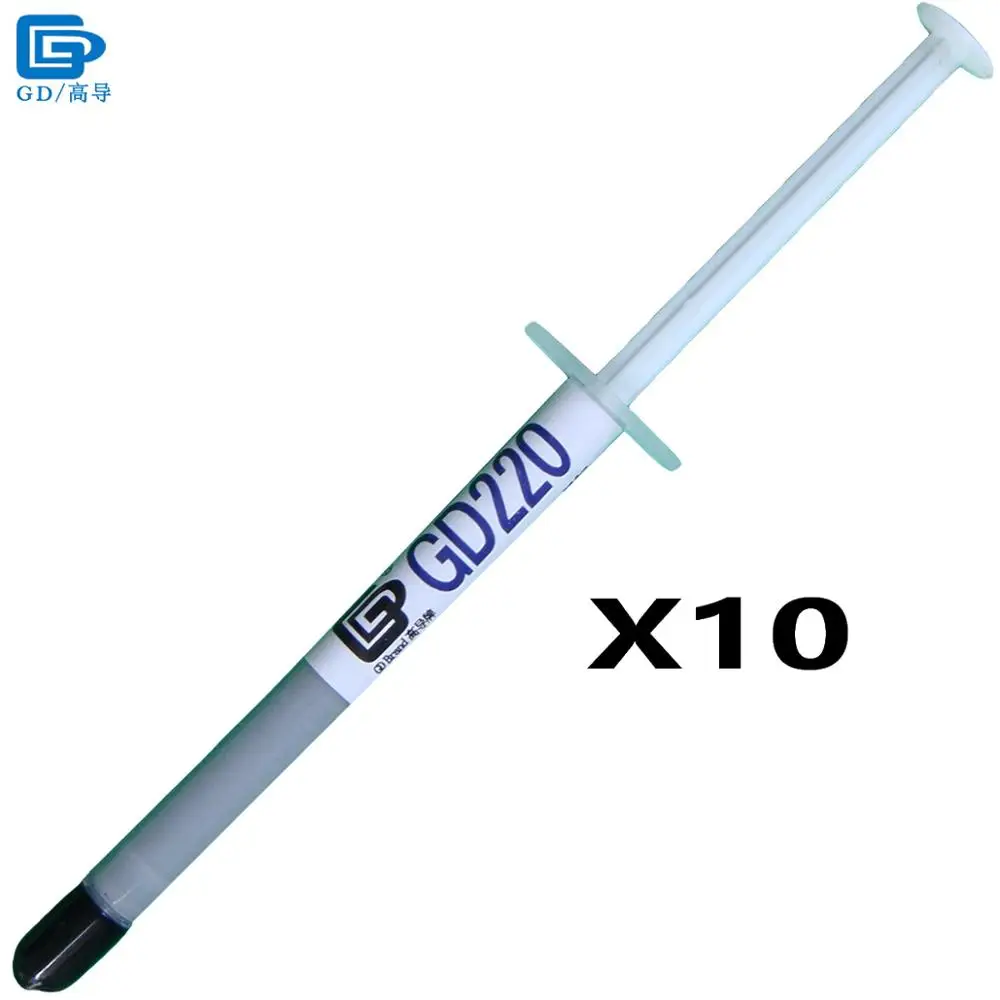 

GD Brand Thermal Conductive Paste Grease Silicone GD220 Heat Sink Compound Plaster 10 Pieces Net Weight 1 Gram Gray For CPU SY1