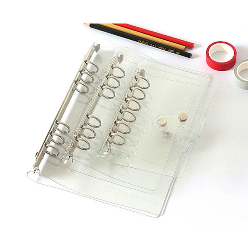 

2018 Planner PVC Transparent 6 hole Looseleaf Ring Binder Notebook Cover Shell For A5/A6/A7 Office School Stationery Accessory