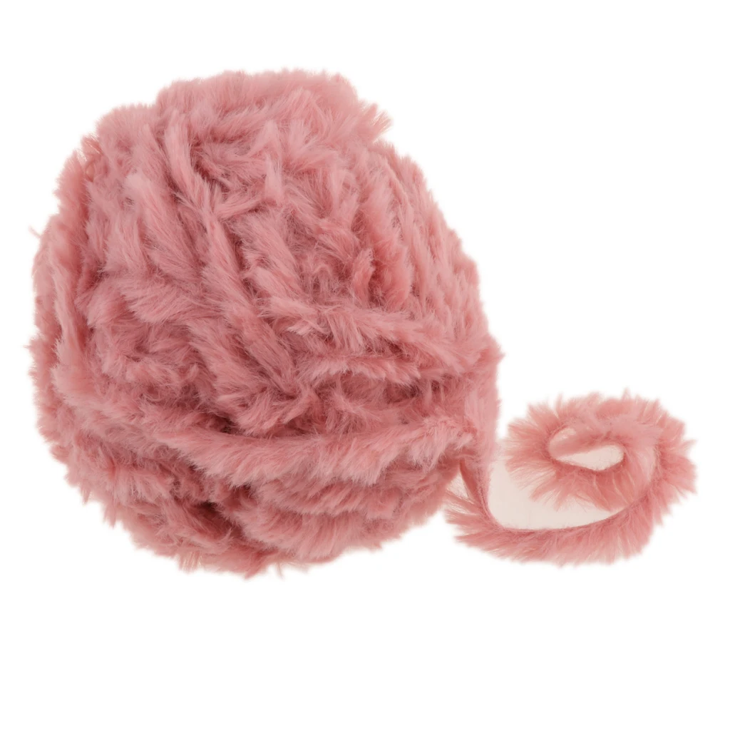 3 Pieces 32 Meters Soft Hand Knitting Artificial Fur Yarn Warm Baby Yarn 14mm Wide for Shawls Scarves Caps