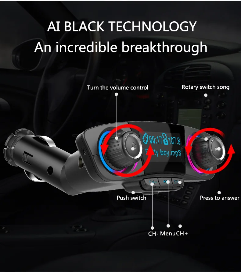 Автомобильный fm-передатчик Aux модулятор Bluetooth Handsfree автомобильный комплект MP3-плеер автомобильный прикуриватель дисплей напряжения двойное USB зарядное устройство