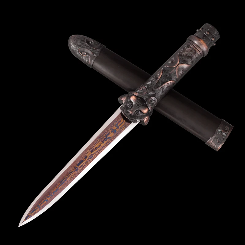 

Tiger short sword small dagger outdoor self-defense sword wild animal life-saving props pattern steel decorative sword home