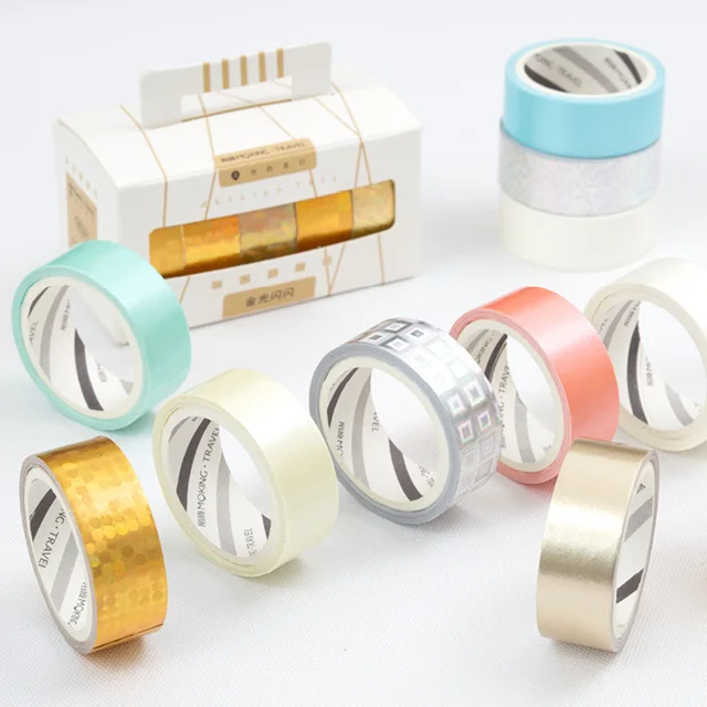 5 Set Lot Gold Silver Glitter Masking Tape Color Paper Washi 5 Set Lot Gold Silver Glitter Masking Tape Color Paper Washi Tapes Stickers Fancy