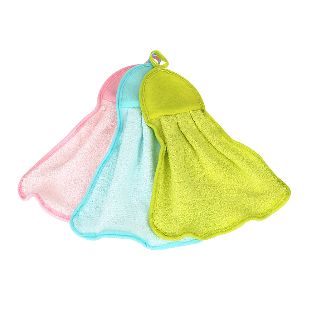 HILIFE без ворса Кухня Ткань водопоглощение подвесные полотенца для рук Dishcloths можно повесить мягкий коралловый бархат конфеты цвета