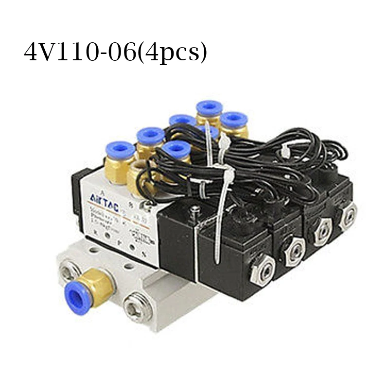 

DC 12V 24V 4 Pneumatic Solenoid Valve 4V110-06 Muffler 4mm 6mm 8mm 10mm 12mm Quick Fitting Base Set AC 110v 220v 4V110 06