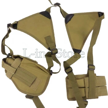 

Tactical Shoulder Pistol Hand Gun Holster W Mag Pouch for PPK P220 P226 M9A1 1911 Airsoft Gear Outdoor Hunting Paintball CP Tan