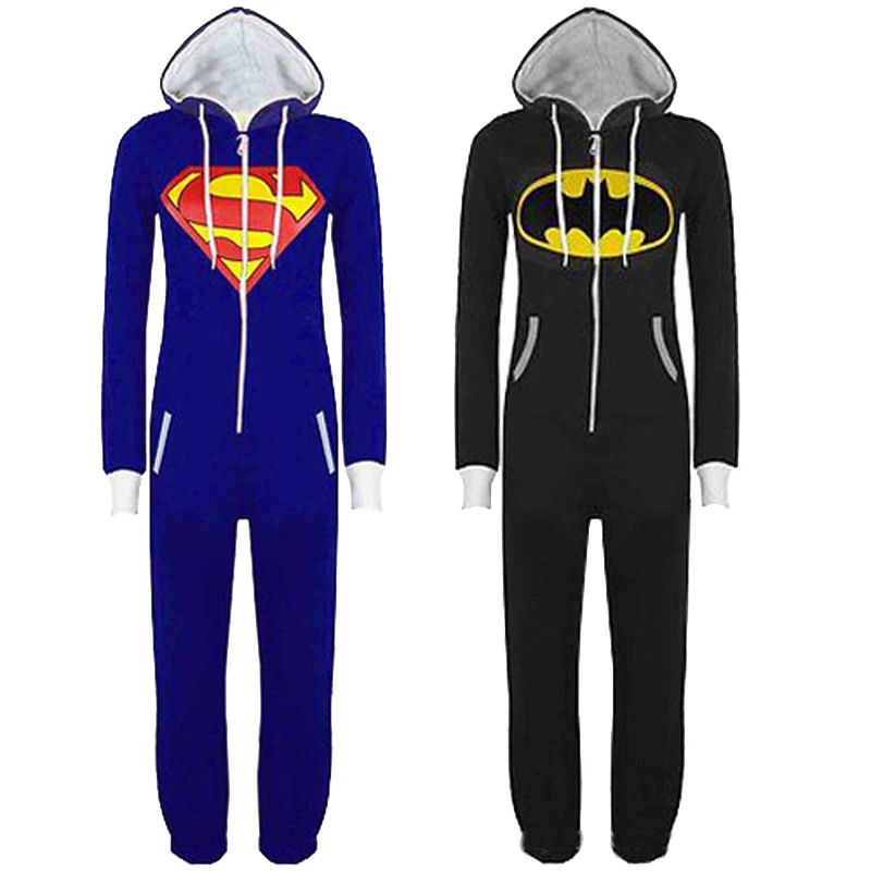 

Unisex Pyjamas Adult Pajamas Onesie Mens women Batman Superman one piece pajamas Sleepsuit Sleepwear