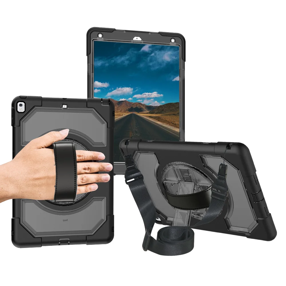 

Case for iPad Pro 10.5 Miesherk Soft Silicone Hard PC Shockproof Cover with 360 Degree Rotation Leather Hand Strap Neck Strap