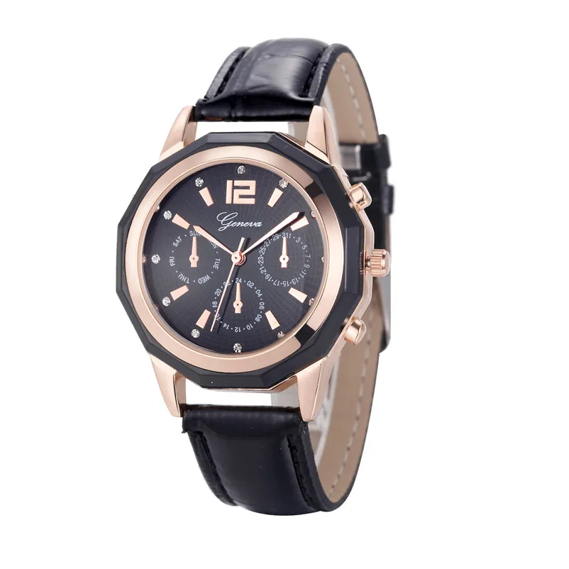 Fashion New Geneva women's watches casual watch Leather Band Stainless Steel Quartz Analog Wrist Watch relogio feminino 3M25#N (1)