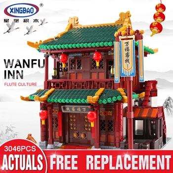 

XINGBAO 01022 3046Pcs Chinese Building Series The Wanfu Inn Set Building Blocks Bricks Educational Toys Model Gift Assembled DIY