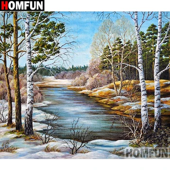 

HOMFUN Full Square/Round Drill 5D DIY Diamond Painting "Tree scenery" Embroidery Cross Stitch 5D Home Decor Gift A16260