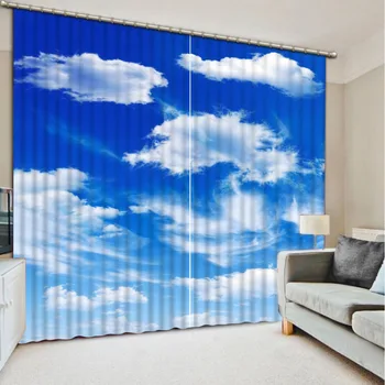 

Decoration curtains blue sky curtains 3D Curtain Luxury Blackout Window Curtain Living Room