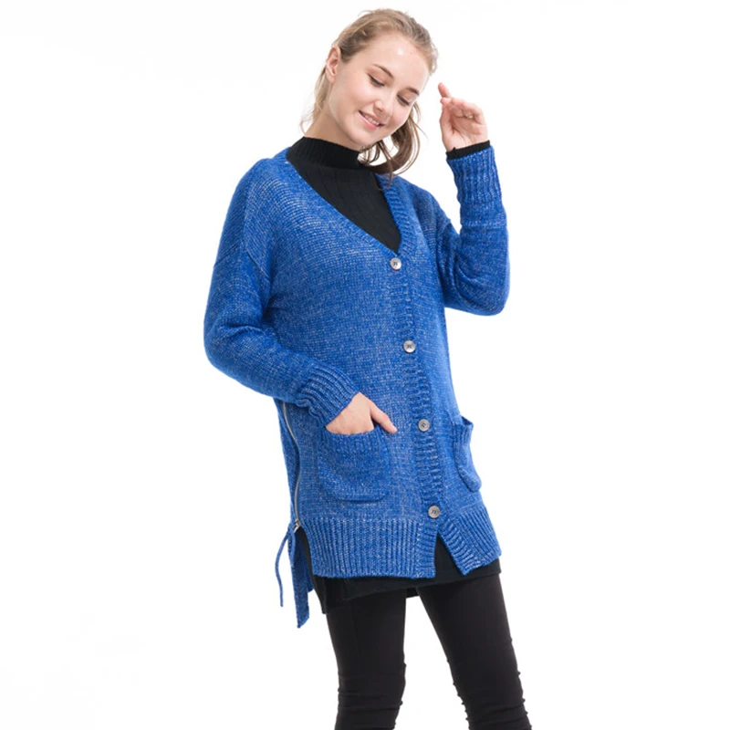 2019 New Woman Sweater fashion Cashmere Kintted Shawl Women Poncho Zipper Coat Pocket Capes