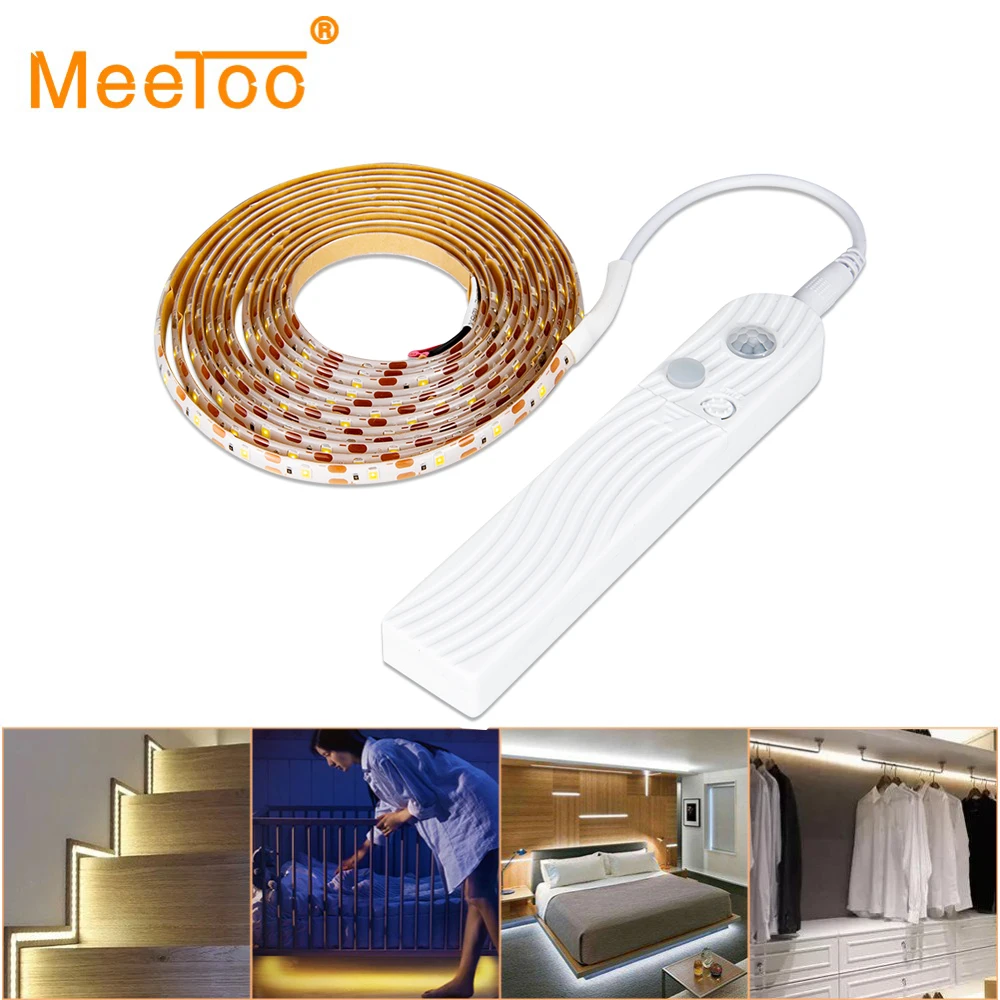 

PIR Motion Sensor Battery LED Strip Light 2835 Waterproof Bed Cabinet Closet Light 1m 2m 3m 5V USB LED Strip Lamp TV Backlight