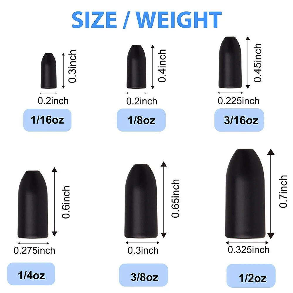 Tungsten Bullet Fishing Weights Sinker Bass Fishing Pitching Flipping Carolina Rig Texas Rig Punch Rigs 5pcs Tungsten Bullet Fishing Weights Sinker Bass Fishing Pitching Flipping Carolina Rig Texas Rig Punch Rigs 5pcs