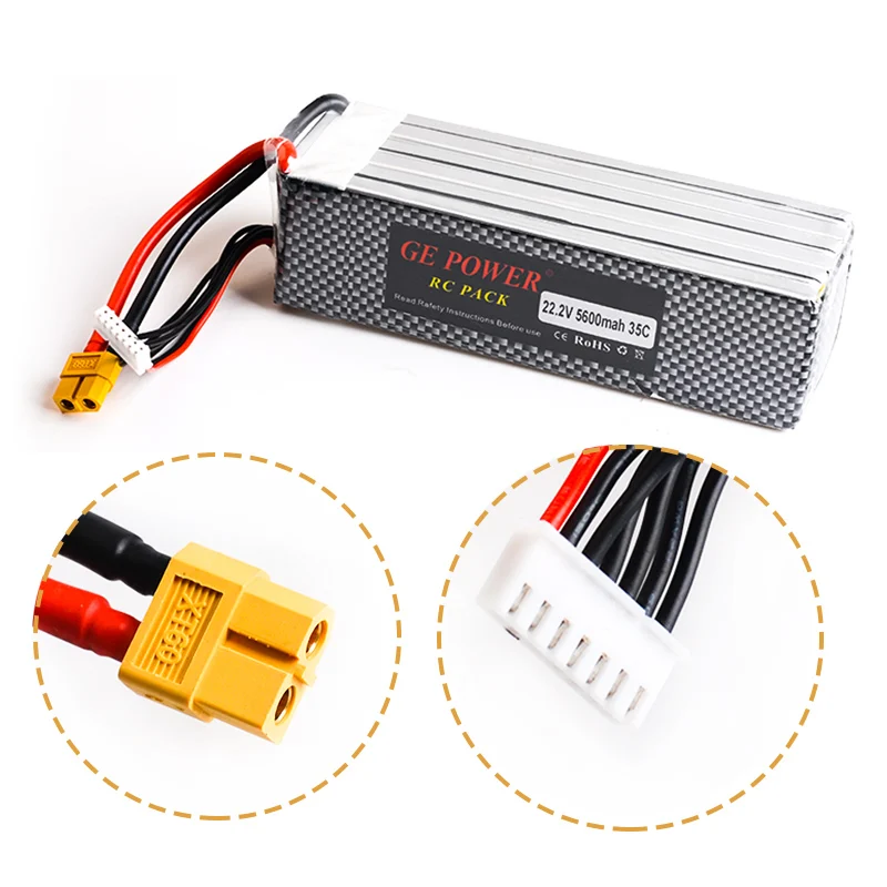 

22.2V 5600mah Lipo Battery 35C 70C For Culvert For Remote Control Trex 600 700 Helicopter Drone Airplane Aeromodelo