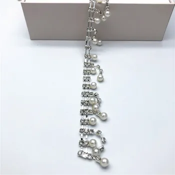 

5 Yards Silver Chain and Rhinestone Pearls Trim with Crystals Pearls Fringe Trimming for Bracelet DIY Jewelry Bags Shoes Dresses