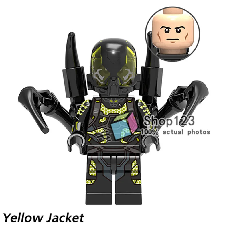 

Single Yellow Jacket Stan Lee Captain America Pepper Vulture Death Vision Building Blocks Marvel Super Heroes Toys For Children