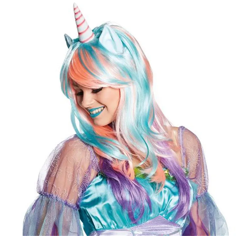 

2018 Myths Story Unicorn Cosplay toupee Women Halloween Christmas Beer Festival Bar Party Costumes Wig
