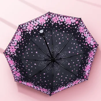 

Sakura 3 Folding Automatic Umbrella Rain Women Auto Luxury Big Windproof Umbrellas Men Frame Windproof 10K Parasol