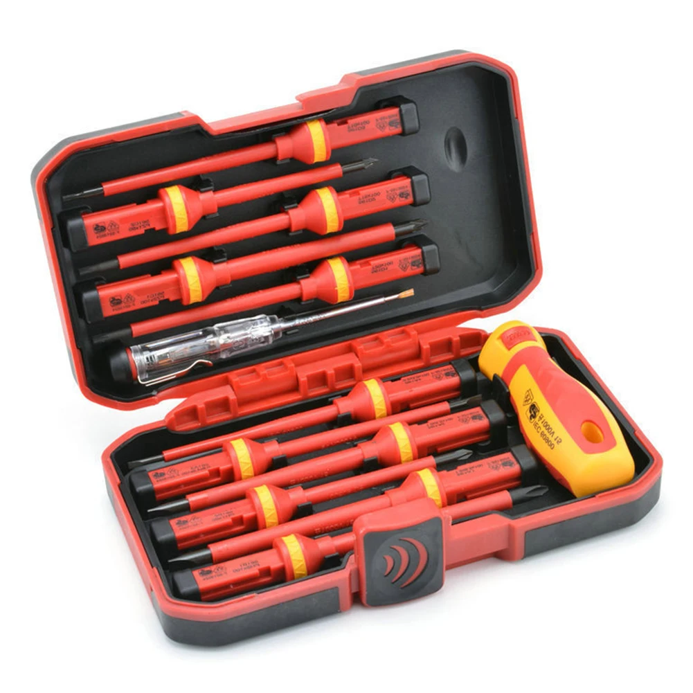 

13pcs Anti Slip Home Screwdriver Set Bits Manual With Storage Case Hand Tool Chrome Vanadium Steel Repair Insulation Magnetic