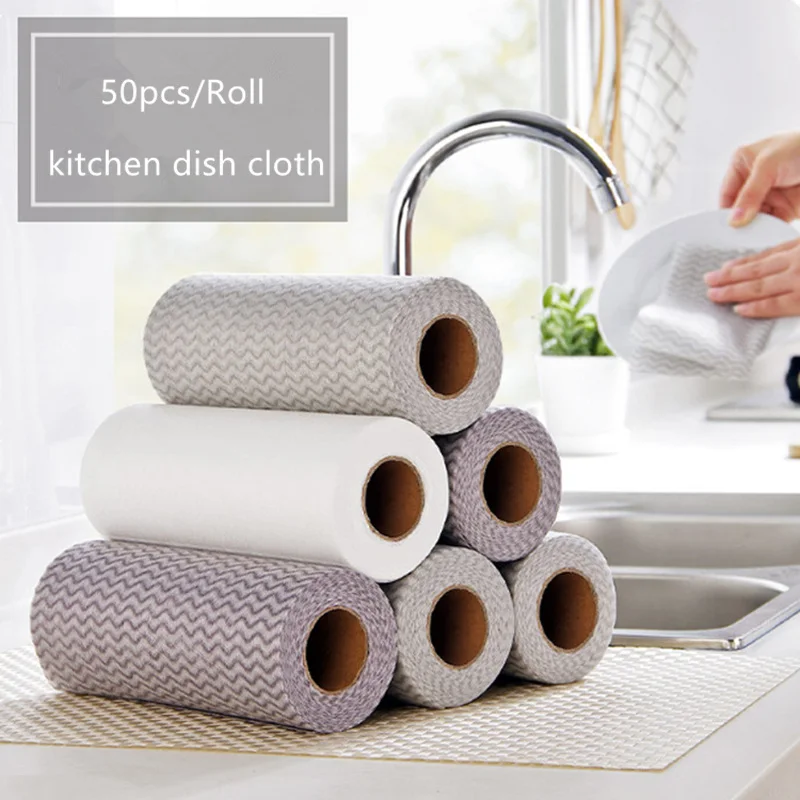 

50pc Disposable Rag Dish Towel Kitchen Oil-free Absorbent Wipes Dish Cloth Magic Kitchen Cleaning Cloth Non-stick Towel Bag