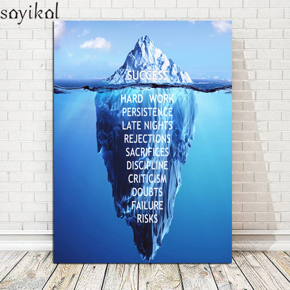 Iceberg Of Success Canvas Paintings Landscape Motivational Print Poster