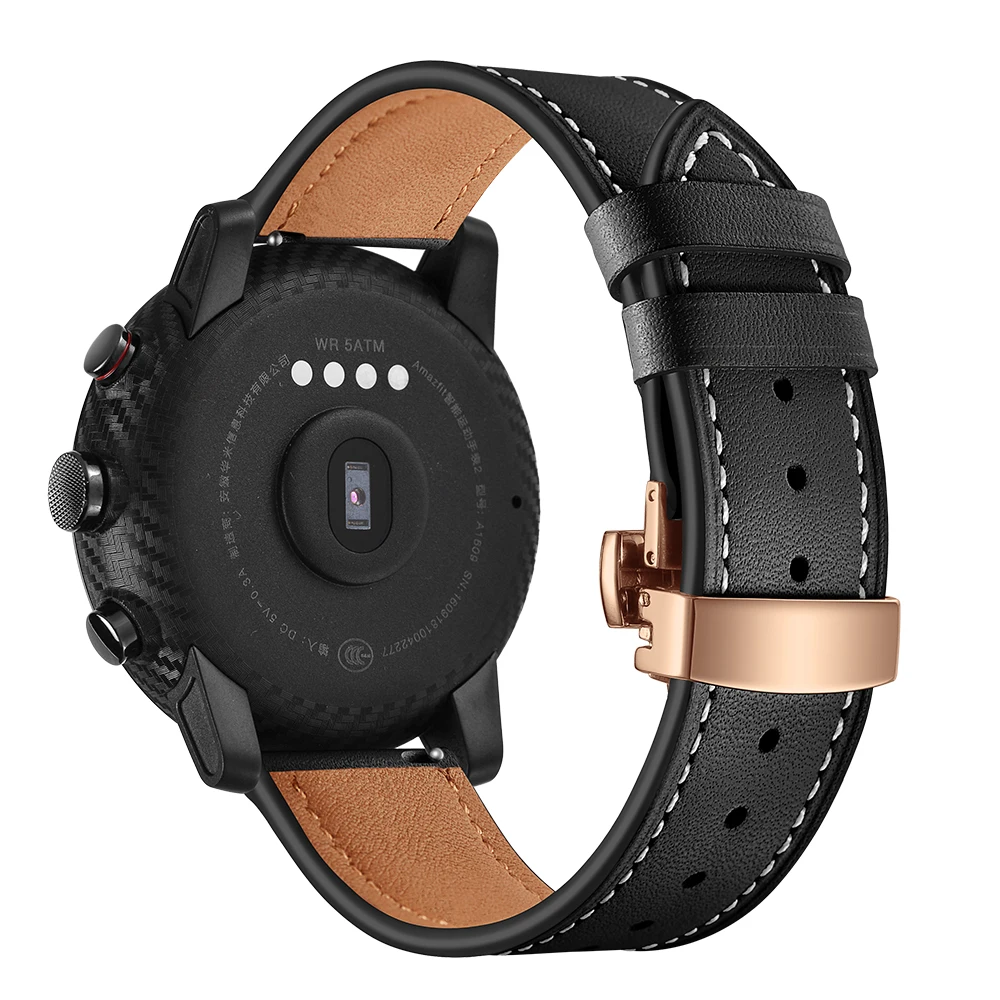 Кожаный ремешок для Xiaomi Huami Amazfit PACE Stratos, Смарт-часы, браслет для Xiaomi Amazfit, ремешок с металлической пряжкой, кожаный ремень