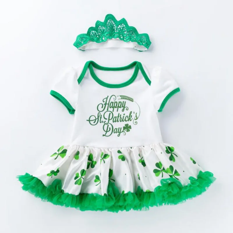 День Святого Патрика наряд Petti комбинезон платье повязка на голову новорожденных детская одежда для малышки модная одежда для младенцев roupa infantil Menina