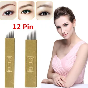 

Besta 100 Pcs PCD 12 Pin Permanent Makeup Eyebrow Tatoo Blade Microblading Needles For 3D Embroidery Manual Tattoo Pen Needle