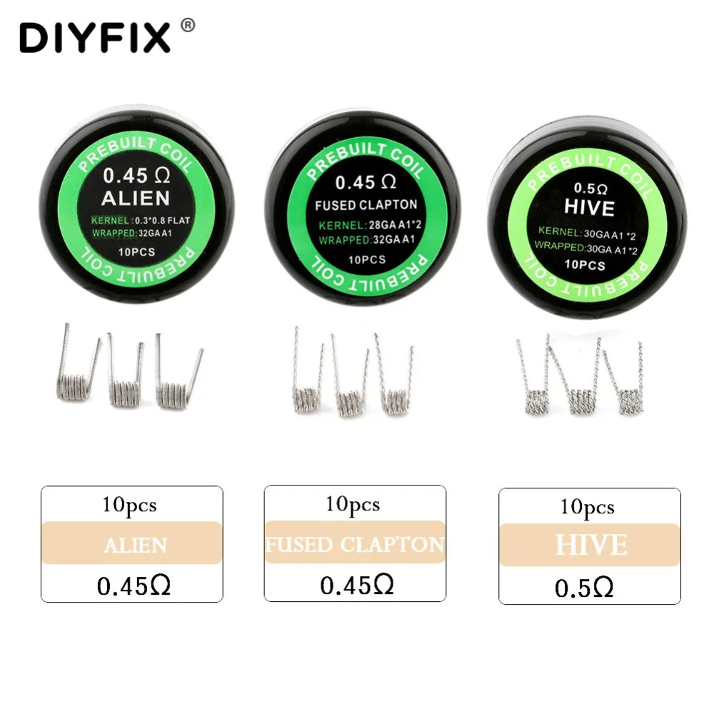10 шт./лот A1 готовая катушка Tiger QUAD HIVE Fused Alien Clapton проволока нагревательного