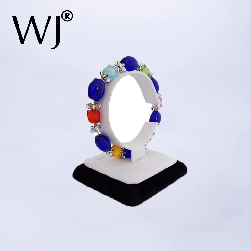 

Jewelry Stand Bracelet Holder Anklet Watch Display Adjustable C Rack Organizer Choorian Chian Showed Case in White Faux Leather