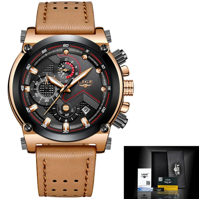 

Reloje 2019 LIGE Men Watch Male Leather Automatic date Quartz Watches Mens Luxury Brand Waterproof Sport Clock Relogio Masculino