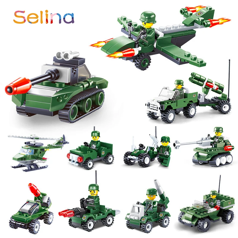 

Military Army Tank Aircraft Jeep Police Fire Car Plane Building Blocks Figures Model Enlighten Assembly Toys Compatible