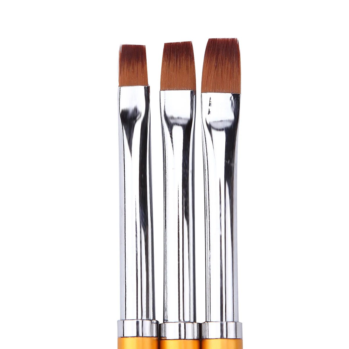 Monja 3 шт./компл. нейл-арта с металлической ручкой Акрил Гель для ногтей кисти цветок дизайн рисунок чертежная ручка Маникюрный Инструмент - Цвет: flathead