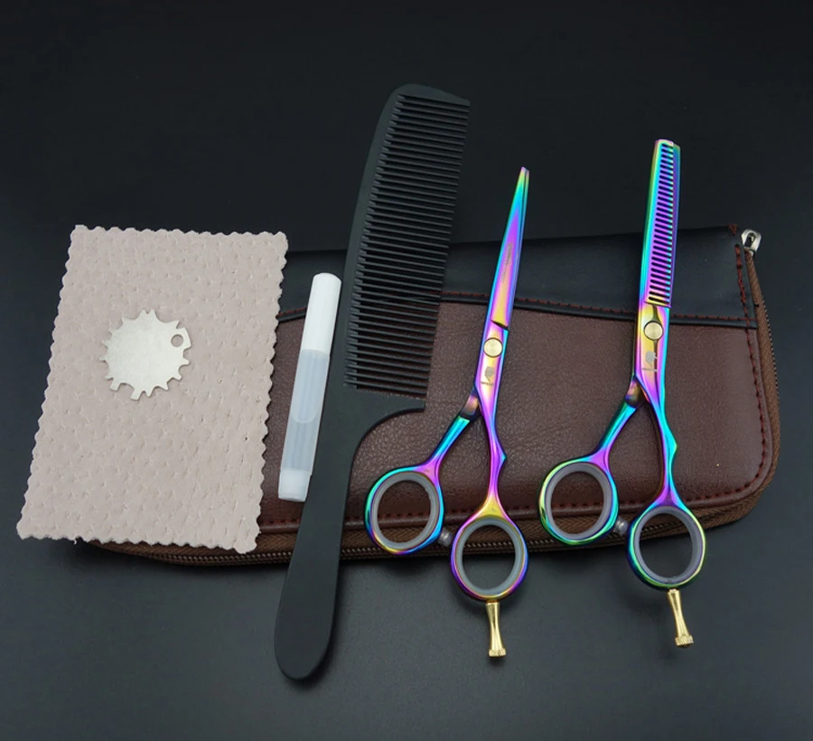 

5.5 in. Professional Hair dressing scissors set Cutting+Thinning Barber shears 2 pcs set+case+comb S343