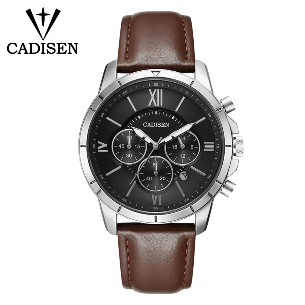 

Cadisen C9060 Luxury Quartz Watch Men Outdoor Mens Watches Sport Watches Chronograph Wristwatch Clock Leather Wrist Watch