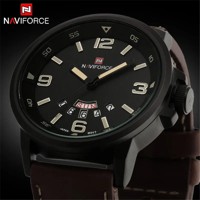 NAVIFORCE Gift Men Watches Luxury Brand Quartz Watch Men Sport Waterproof Leather Strap Wristwatch Relogio Masculino