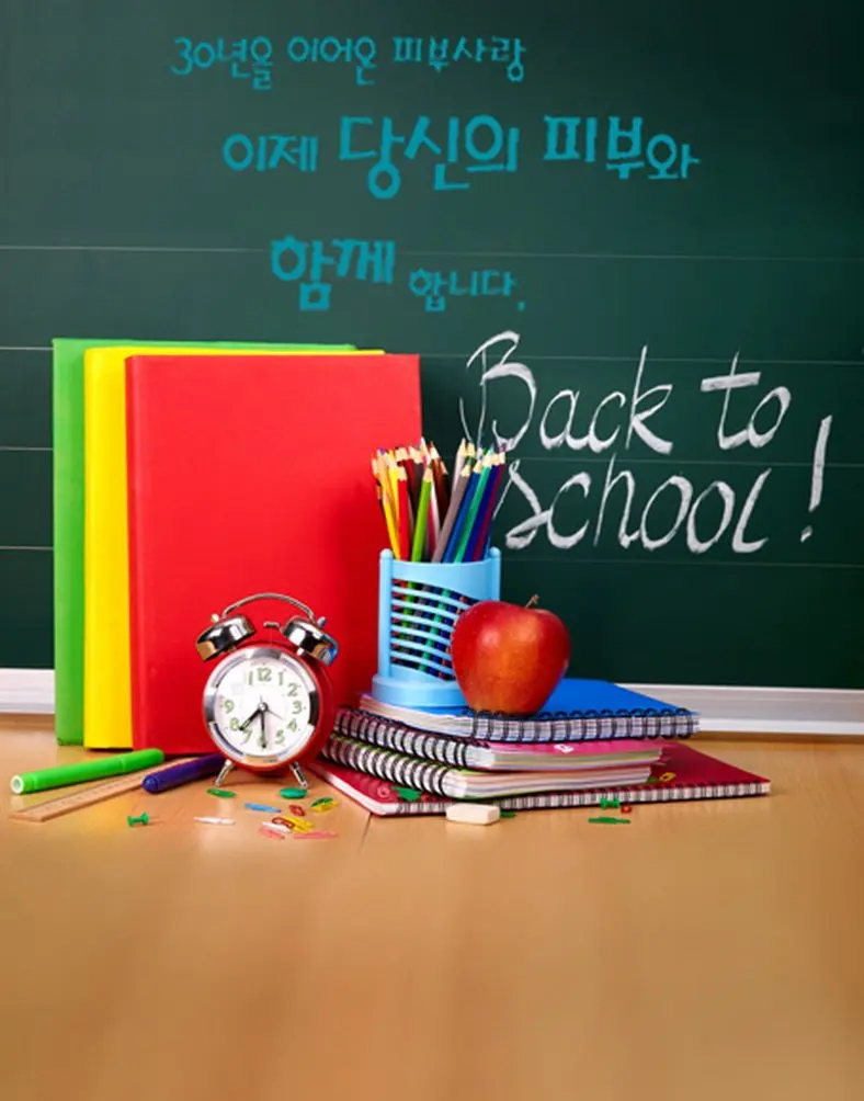 

5x7ft Back To School Books Clock Photography Backdrops Photo Props Studio Background