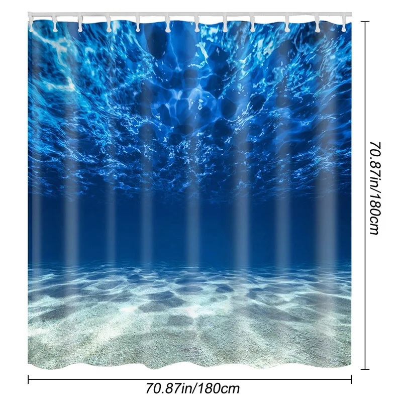 Занавеска для душа из водонепроницаемого полиэстера, занавеска для ванной комнаты, занавеска для душа с рисунком голубого океана, тканевая занавеска для ванной, домашний декор, 1 шт