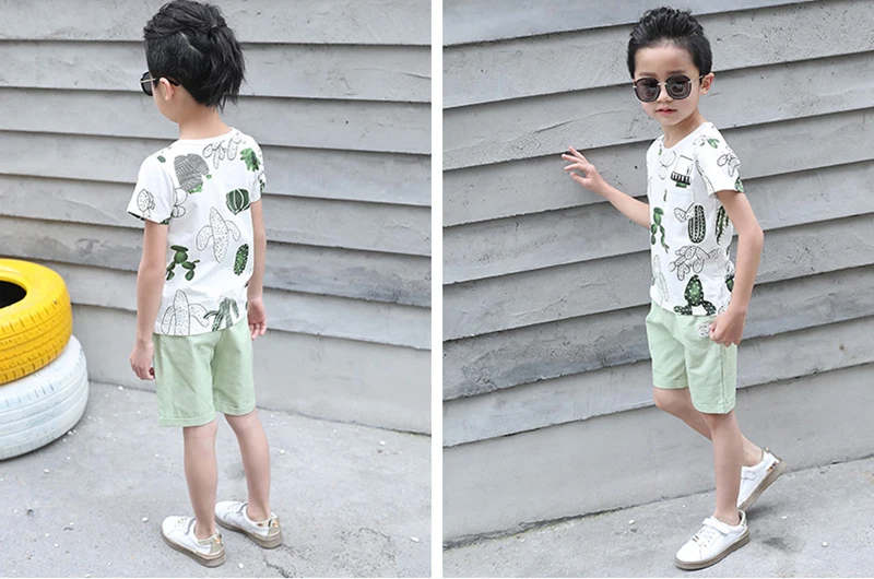 Cielarko Boys T-Shirt Kids Basic T Shirts Cartoon Cactus Top Tees Children Sport Clothing Baby Boy Design Shirts for 3-8 Years