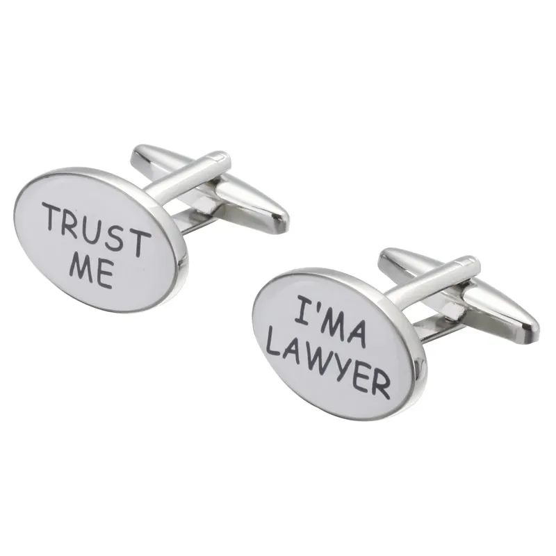 

High quality Enamel Cufflinks menswear brand silver letters I am a lawyer of high quality abotoaduras jewellery Cufflinks