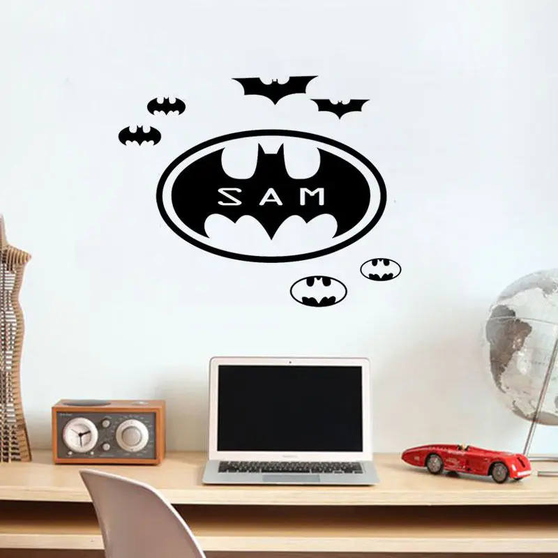 Batman Home Wall Art Stickers Personalized Name Kid Wall Decor Vinyl