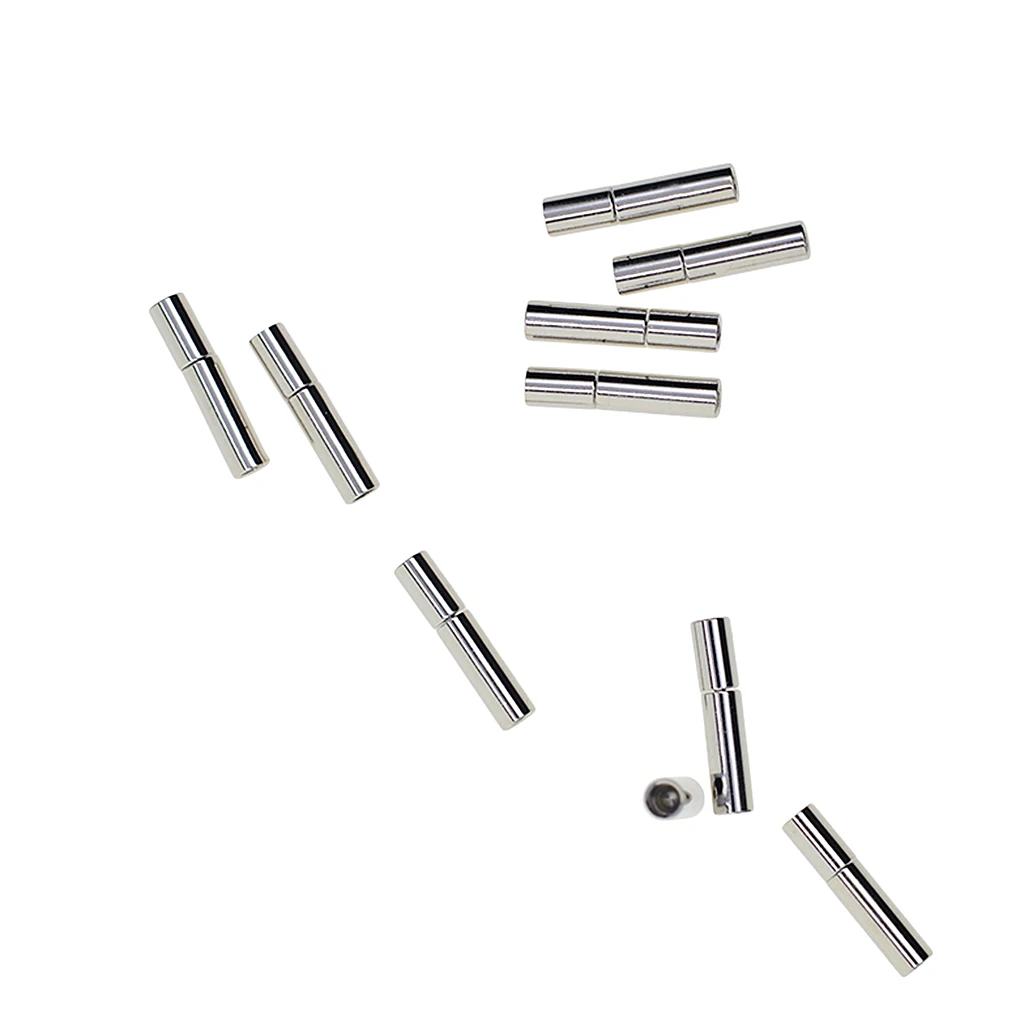 10 Sets Cylinder Bayonet Push Clasps Brass Leather Ends for 2mm Round Cord Glue in Buckle Mating Connectors Magnetic Clasps