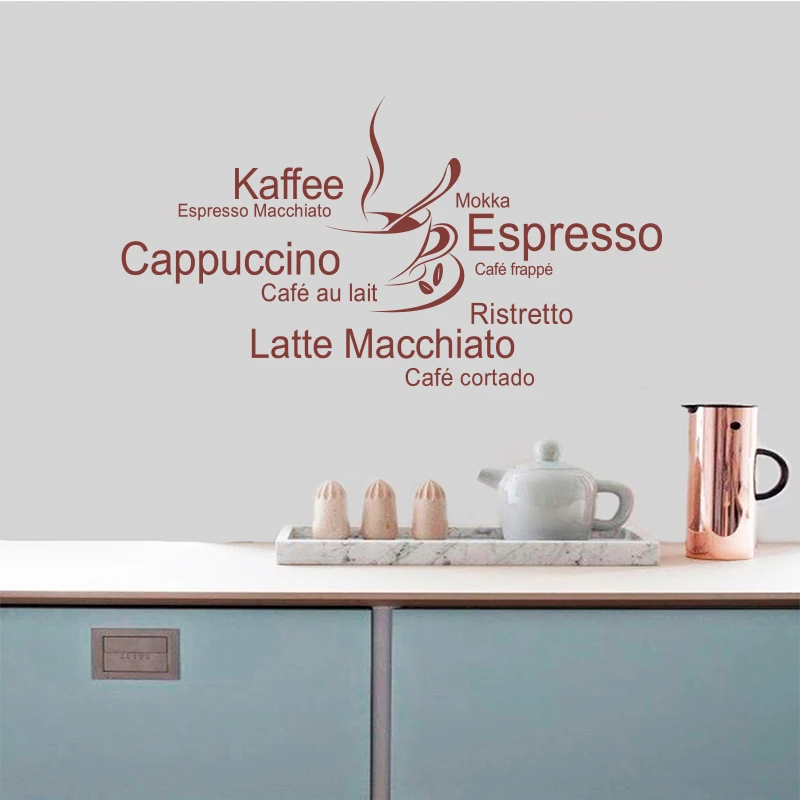 Cappuccino kahve mutfak çıkartması vinil duvar Sticker duvar avrupa Cappuccino kahve mutfak çıkartması vinil duvar Sticker duvar avrupa