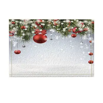 

Christmas Decor, Xmas Ball with Spruce Twigs in Snow Bath Rugs, Non-Slip Funny Indoor Outdoor Doormat