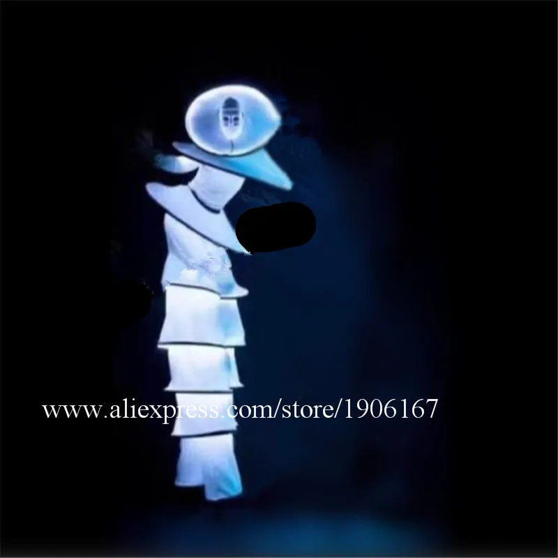 Бальные Танцевальные светодиодные костюмы робот Stilt костюм белый светящийся светильник клоун сценический носит Подиум представление одежда бар Led O