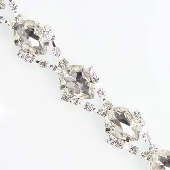 

5Yards Crystal Type Rhinestone Chain Big Stones Shinny Trim Rhinestone Chain Trimmings